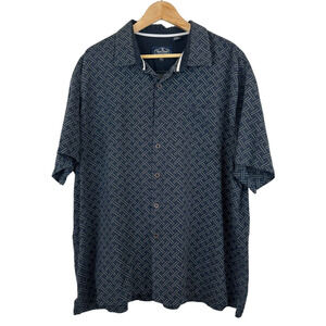 Nat Nast Luxury Originals Silk Blend Shirt Blue Geometric Men's Size‎ XXL Button